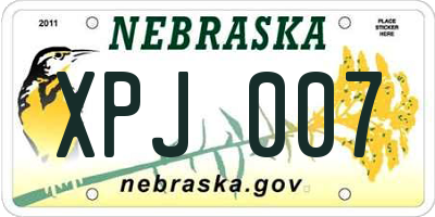 NE license plate XPJ007