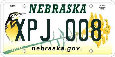 NE license plate XPJ008