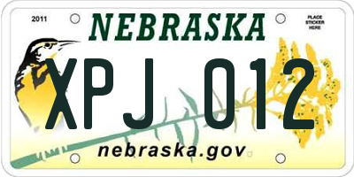 NE license plate XPJ012