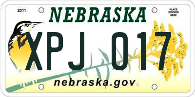 NE license plate XPJ017
