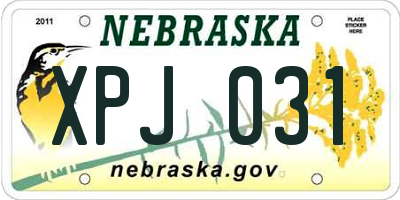 NE license plate XPJ031