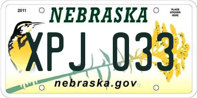 NE license plate XPJ033