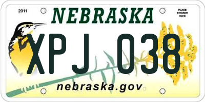 NE license plate XPJ038