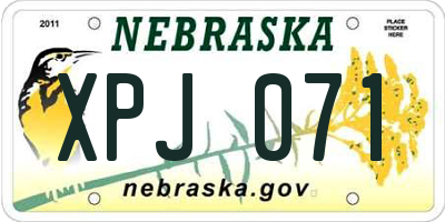 NE license plate XPJ071