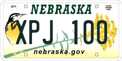 NE license plate XPJ100
