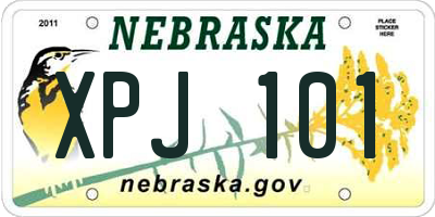 NE license plate XPJ101