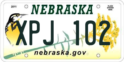 NE license plate XPJ102