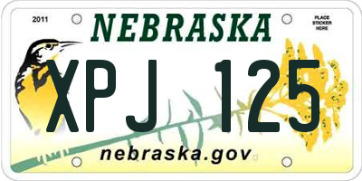 NE license plate XPJ125