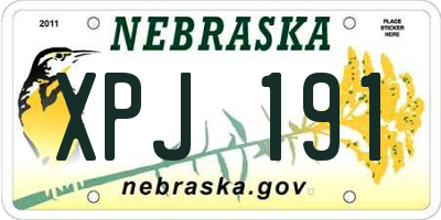 NE license plate XPJ191
