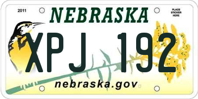 NE license plate XPJ192