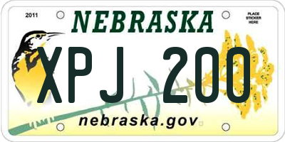 NE license plate XPJ200