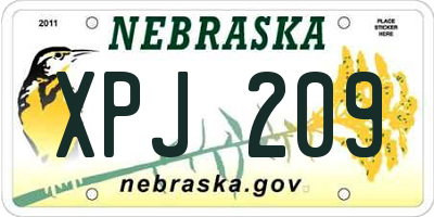 NE license plate XPJ209
