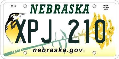 NE license plate XPJ210