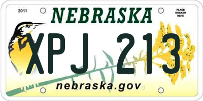 NE license plate XPJ213