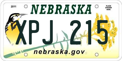 NE license plate XPJ215