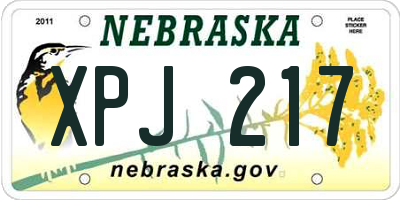 NE license plate XPJ217