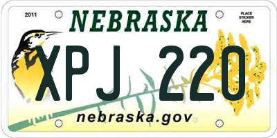NE license plate XPJ220
