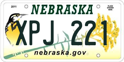 NE license plate XPJ221