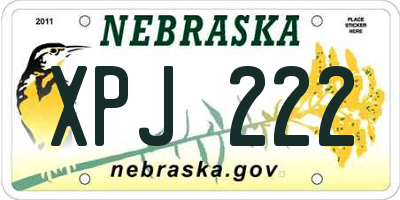 NE license plate XPJ222