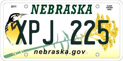 NE license plate XPJ225