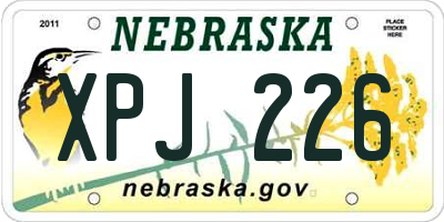 NE license plate XPJ226