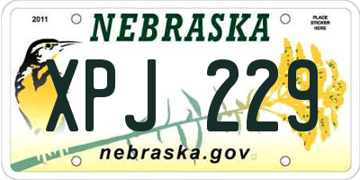 NE license plate XPJ229