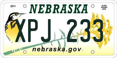 NE license plate XPJ233