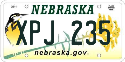 NE license plate XPJ235
