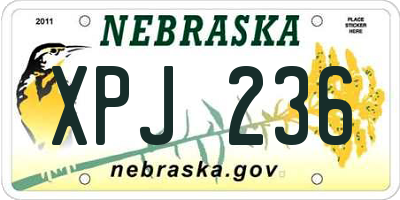 NE license plate XPJ236