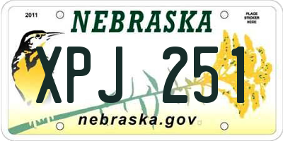 NE license plate XPJ251