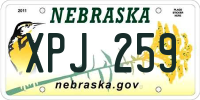 NE license plate XPJ259
