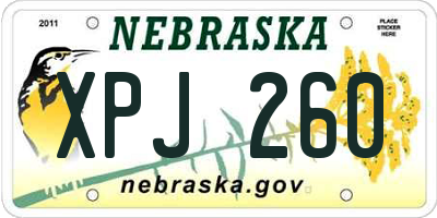 NE license plate XPJ260