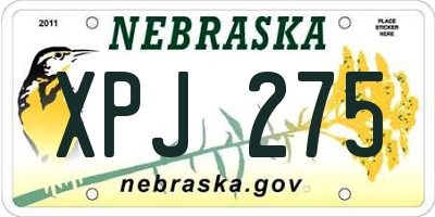 NE license plate XPJ275