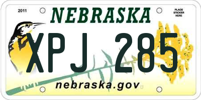 NE license plate XPJ285