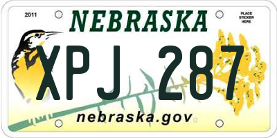 NE license plate XPJ287