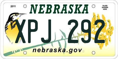 NE license plate XPJ292