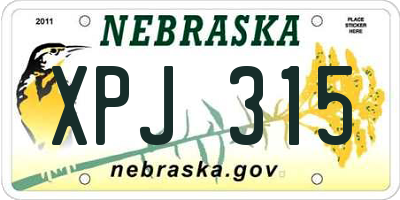 NE license plate XPJ315