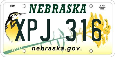 NE license plate XPJ316