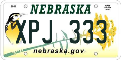NE license plate XPJ333
