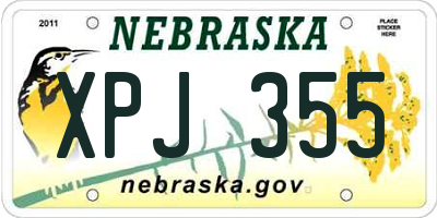 NE license plate XPJ355