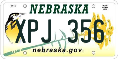 NE license plate XPJ356