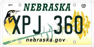 NE license plate XPJ360