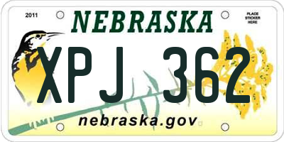 NE license plate XPJ362