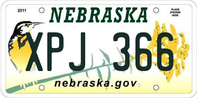 NE license plate XPJ366