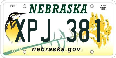 NE license plate XPJ381