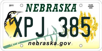 NE license plate XPJ385