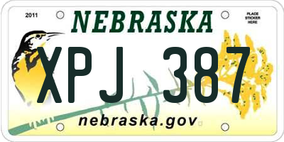 NE license plate XPJ387