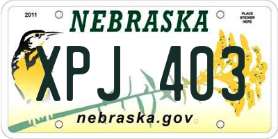 NE license plate XPJ403