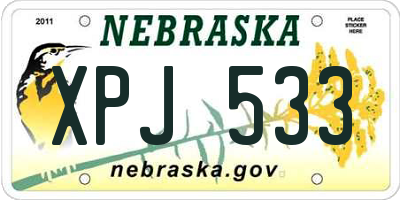NE license plate XPJ533