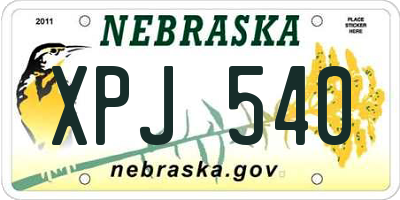 NE license plate XPJ540